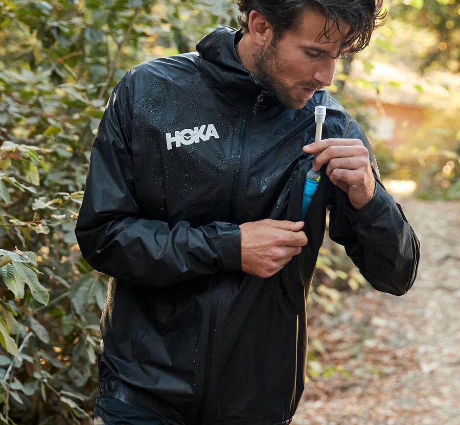 Hoka Australia One One GORE-TEX Shakedry™ Run - Mens Jackets Black - IGEHM-7930